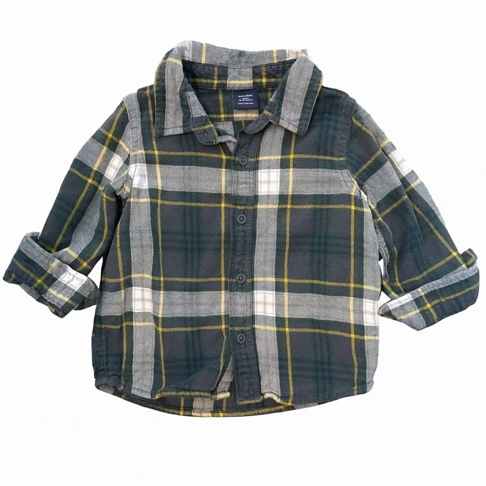 Baby Gap Green Plaid Flannel Shirt
